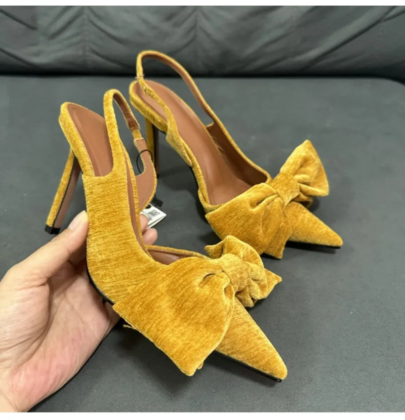 Slingback Butterfly-knot Pointed toe Thin Heels